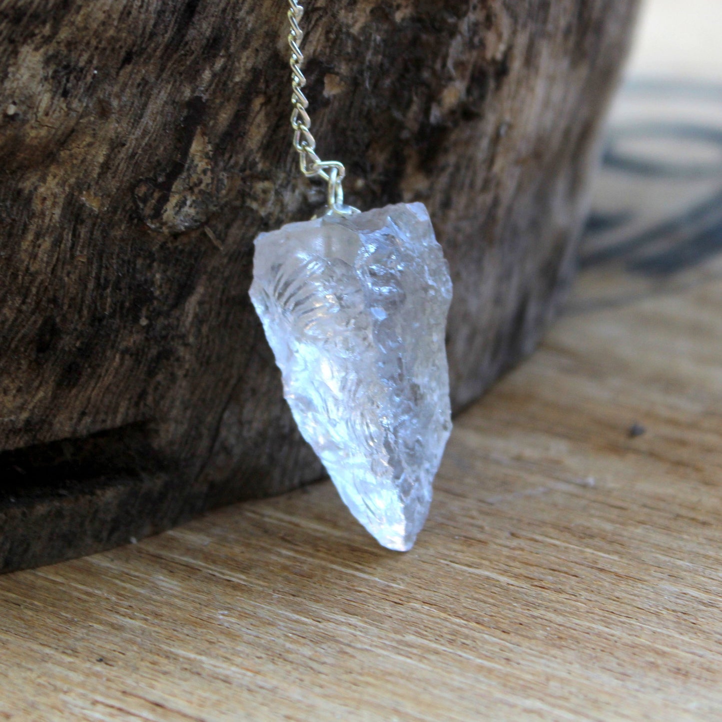 Natural Clear Quartz Raw Pendulum