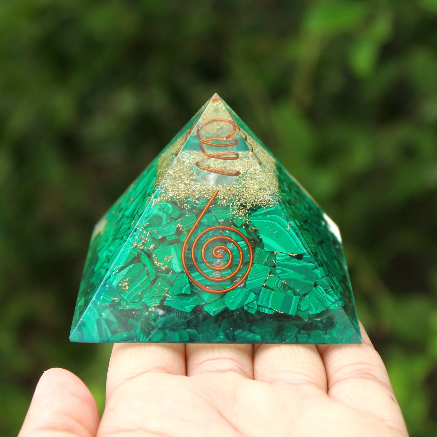 Natural Malachite Orgone Pyramid
