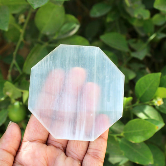 Natural Selenite Octagon Charging Plate