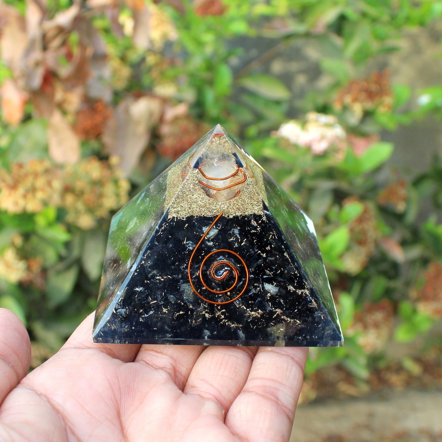 Natural Black Tourmaline Orgone Pyramid