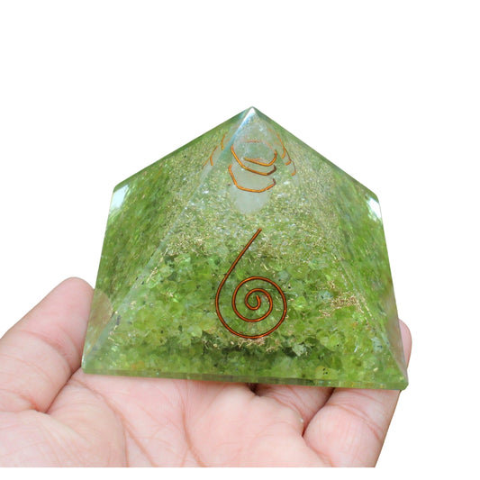 Natural Peridot Orgone Pyramid